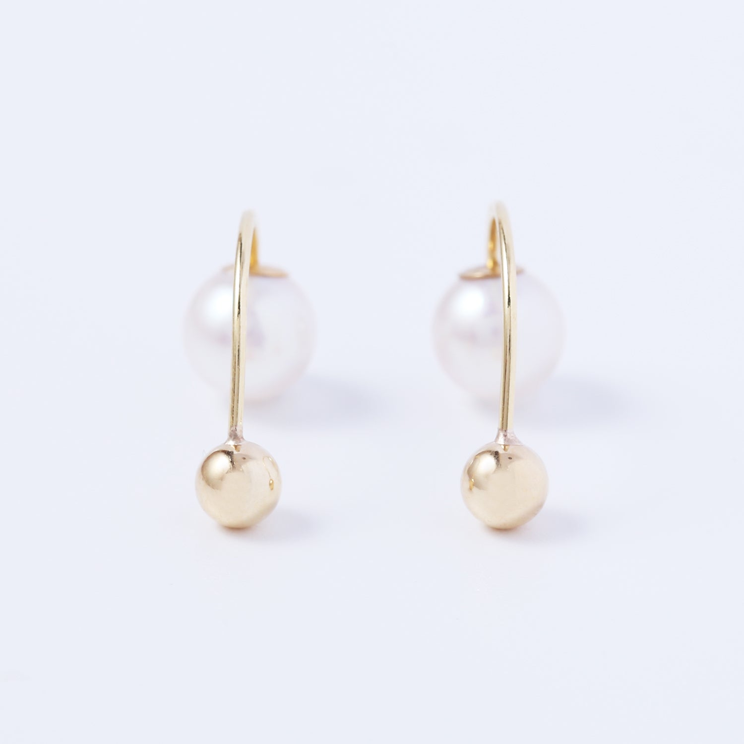K18丸玉カーブピアス アコヤパールキャッチ付