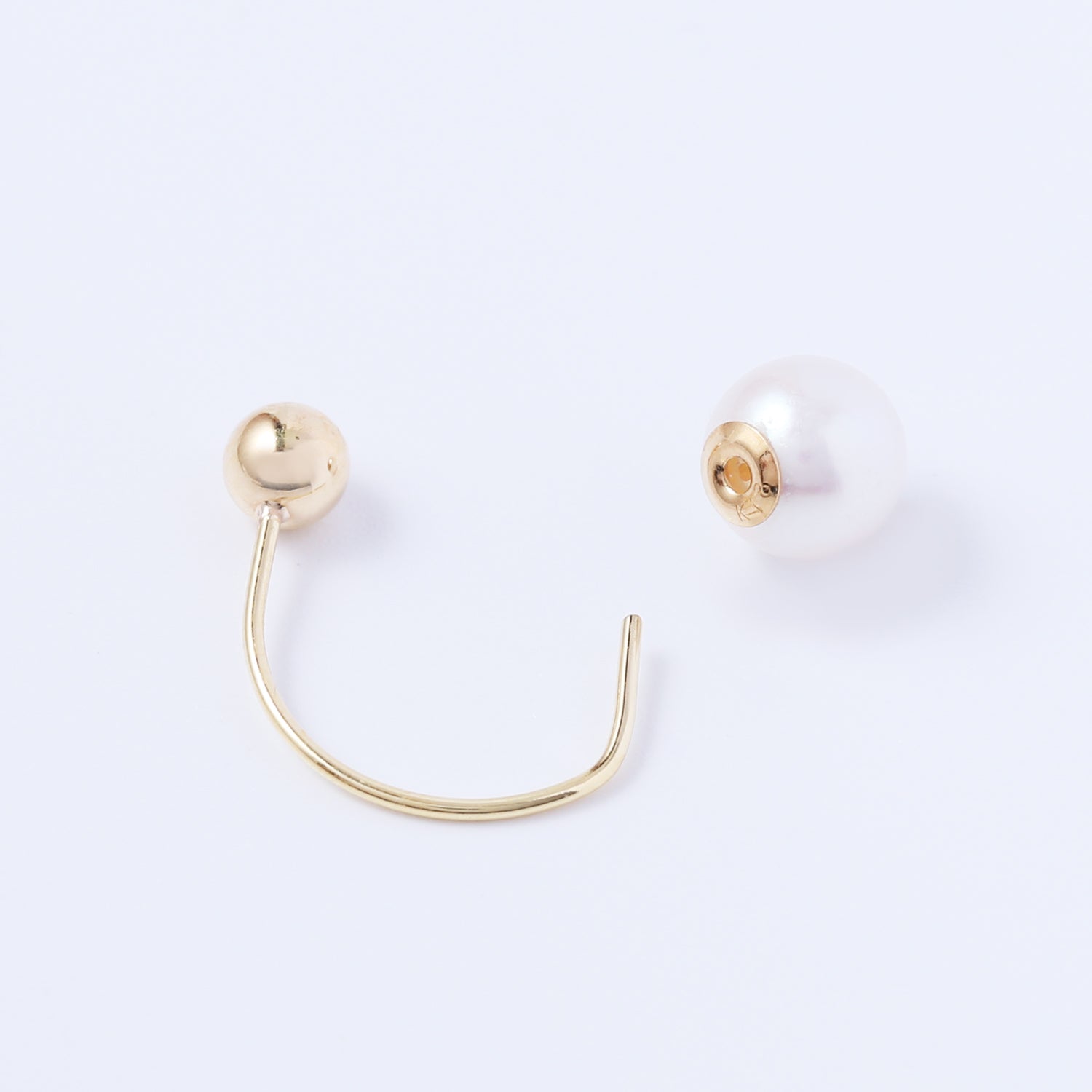 K18丸玉カーブピアス アコヤパールキャッチ付