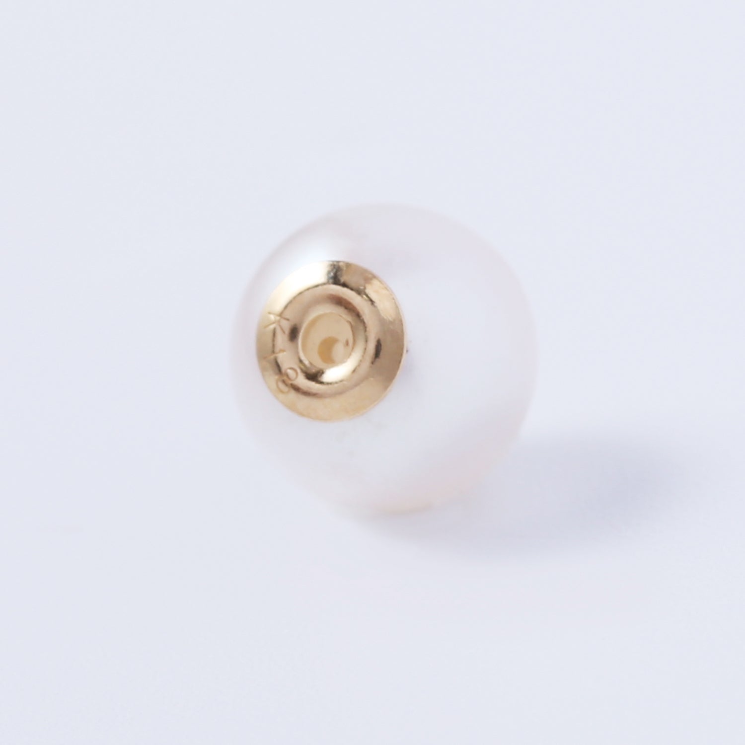 K18丸玉カーブピアス アコヤパールキャッチ付