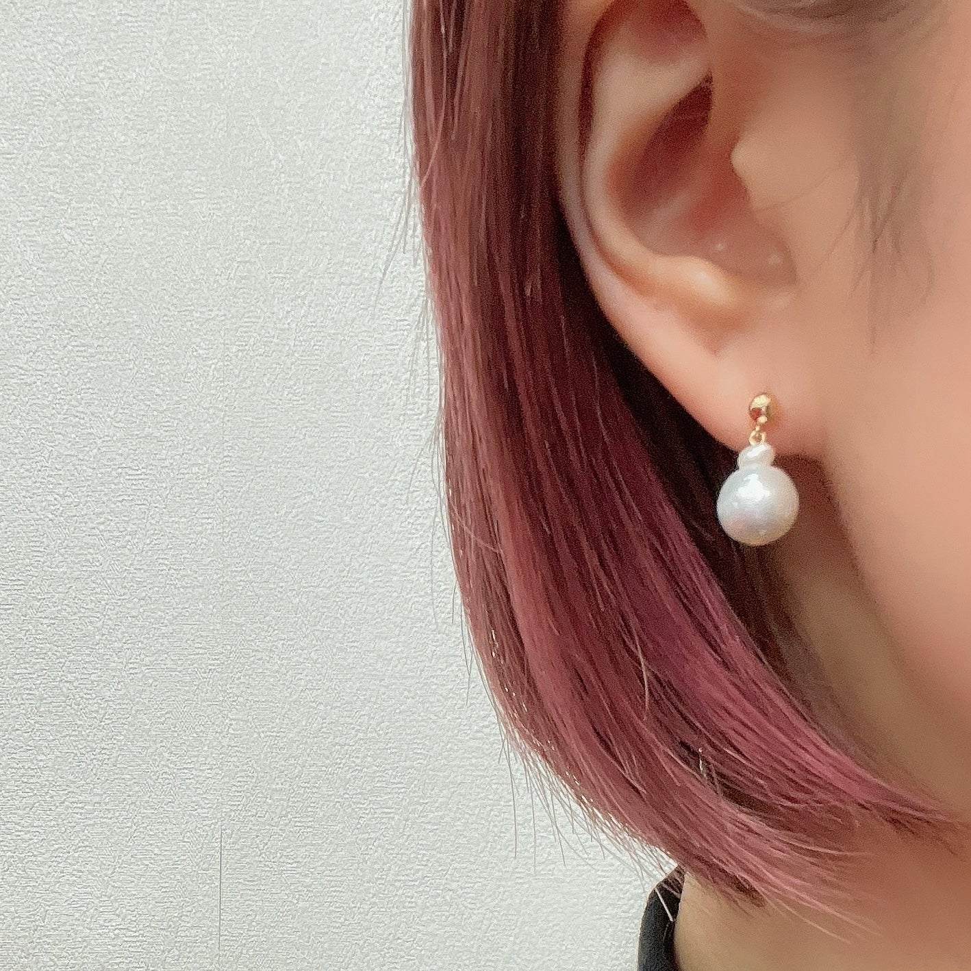 K18南洋バロックパール丸玉ブラピアス