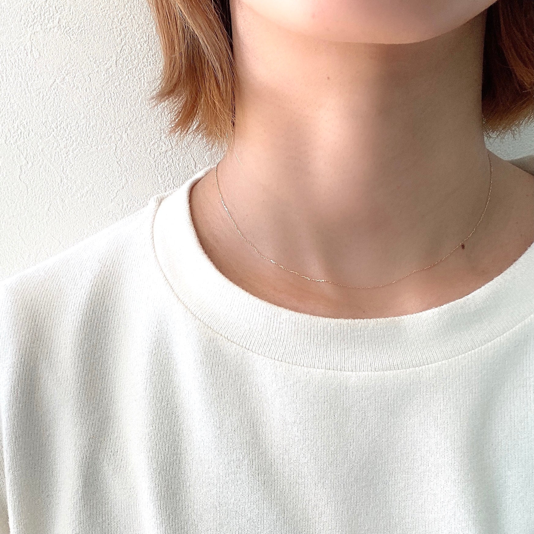 K18細身チェーンネック小豆スライド