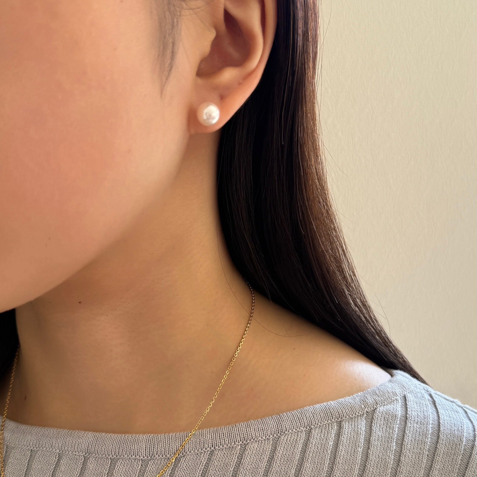 <NEW>K18アコヤパールピアス8.5-9㎜