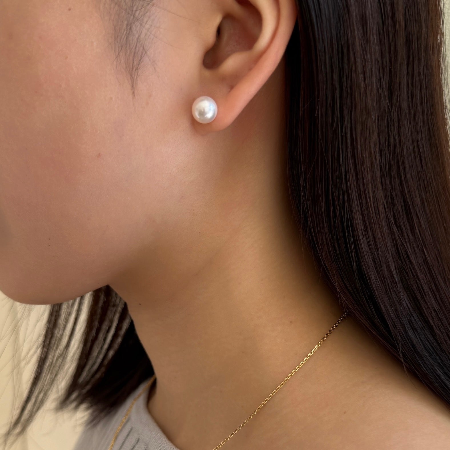 <NEW>K18アコヤパールピアス8.5-9㎜