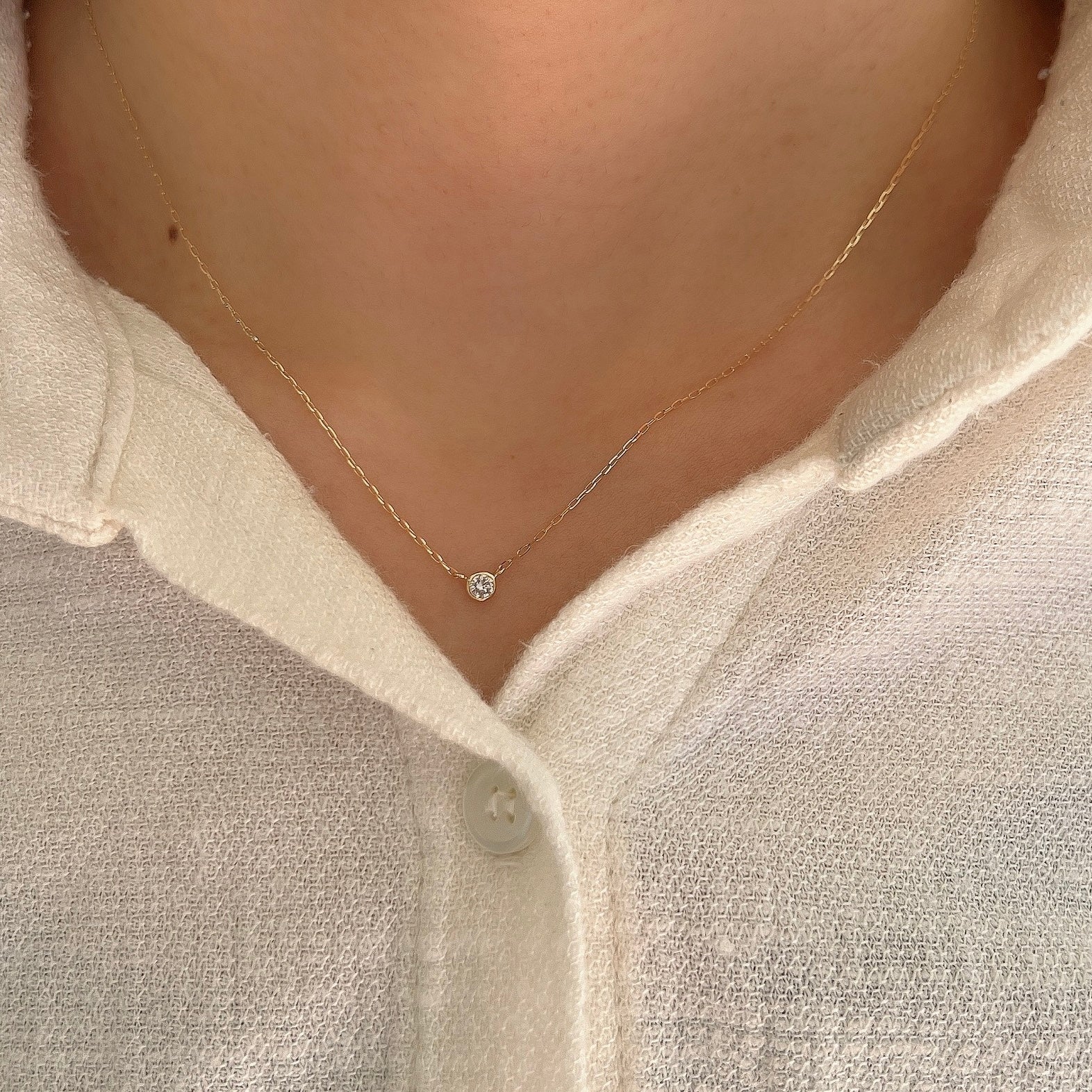 K18伏せ込みダイヤモンドネックレス0.10ct