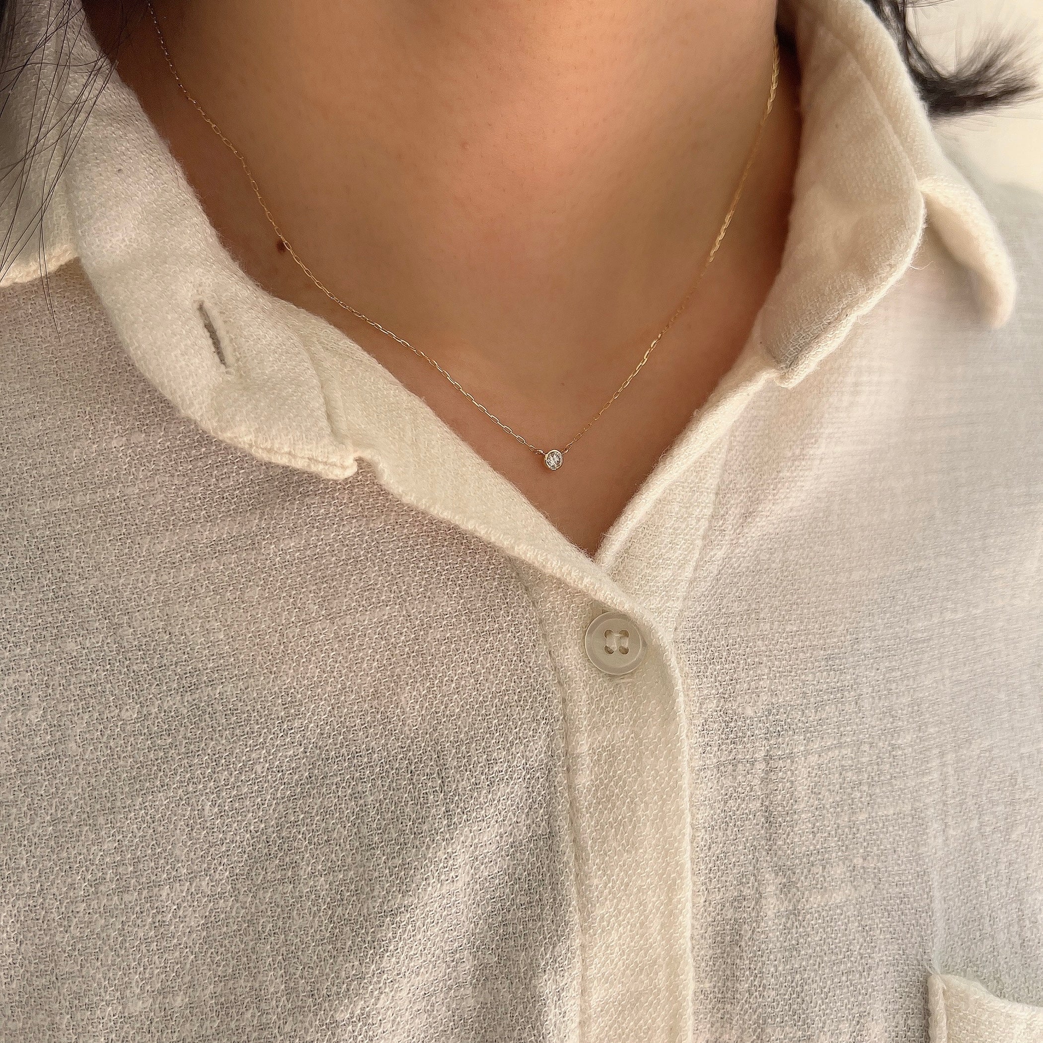 K18伏せ込みダイヤモンドネックレス0.10ct