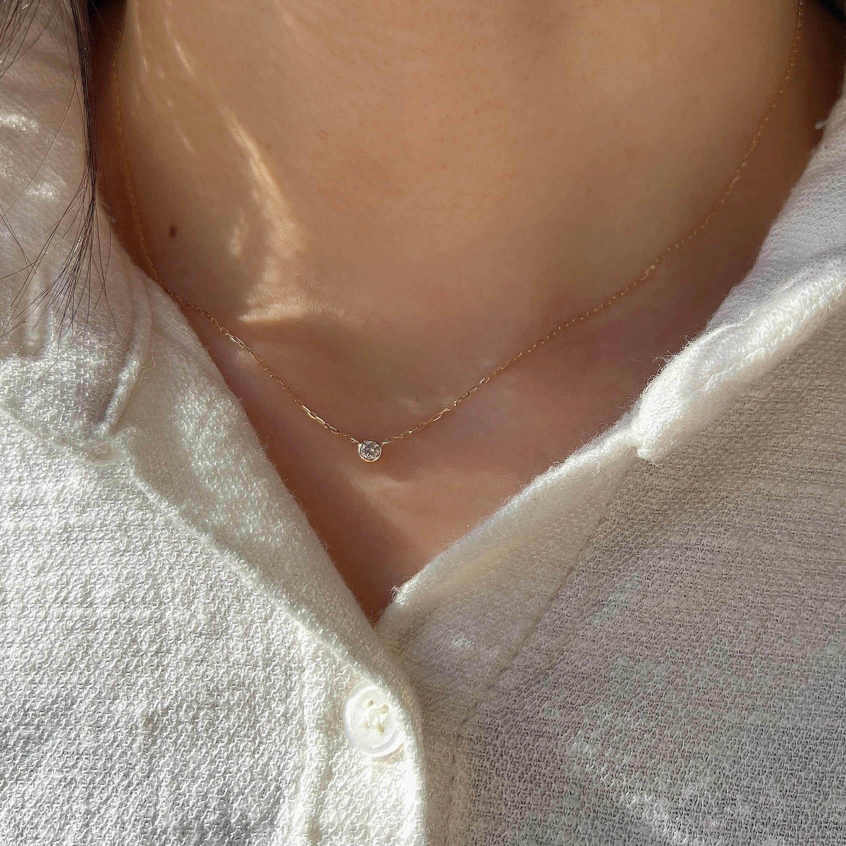 K18伏せ込みダイヤモンドネックレス0.10ct