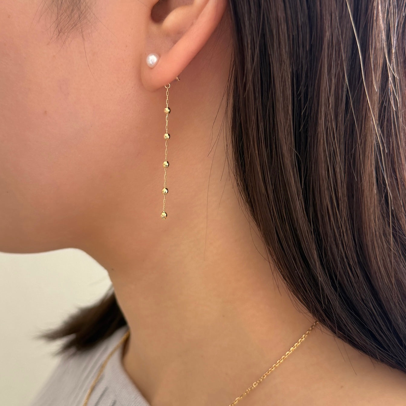 <NEW>K18スライドミラーボールピアスキャッチ