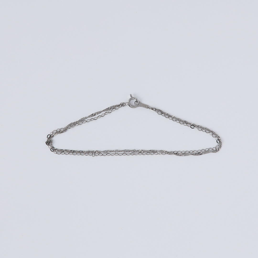 Pt850スクリュー×フラットダイヤチェーン2連ブレスレット