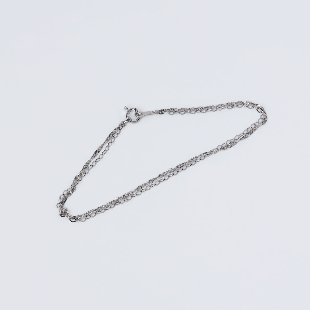 Pt850スクリュー×フラットダイヤチェーン2連ブレスレット