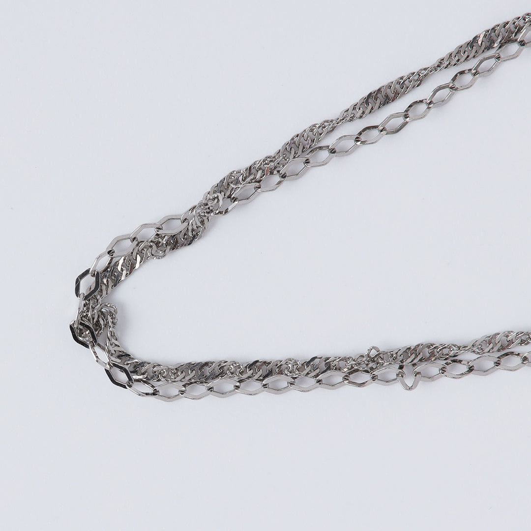 Pt850スクリュー×フラットダイヤチェーン2連ブレスレット