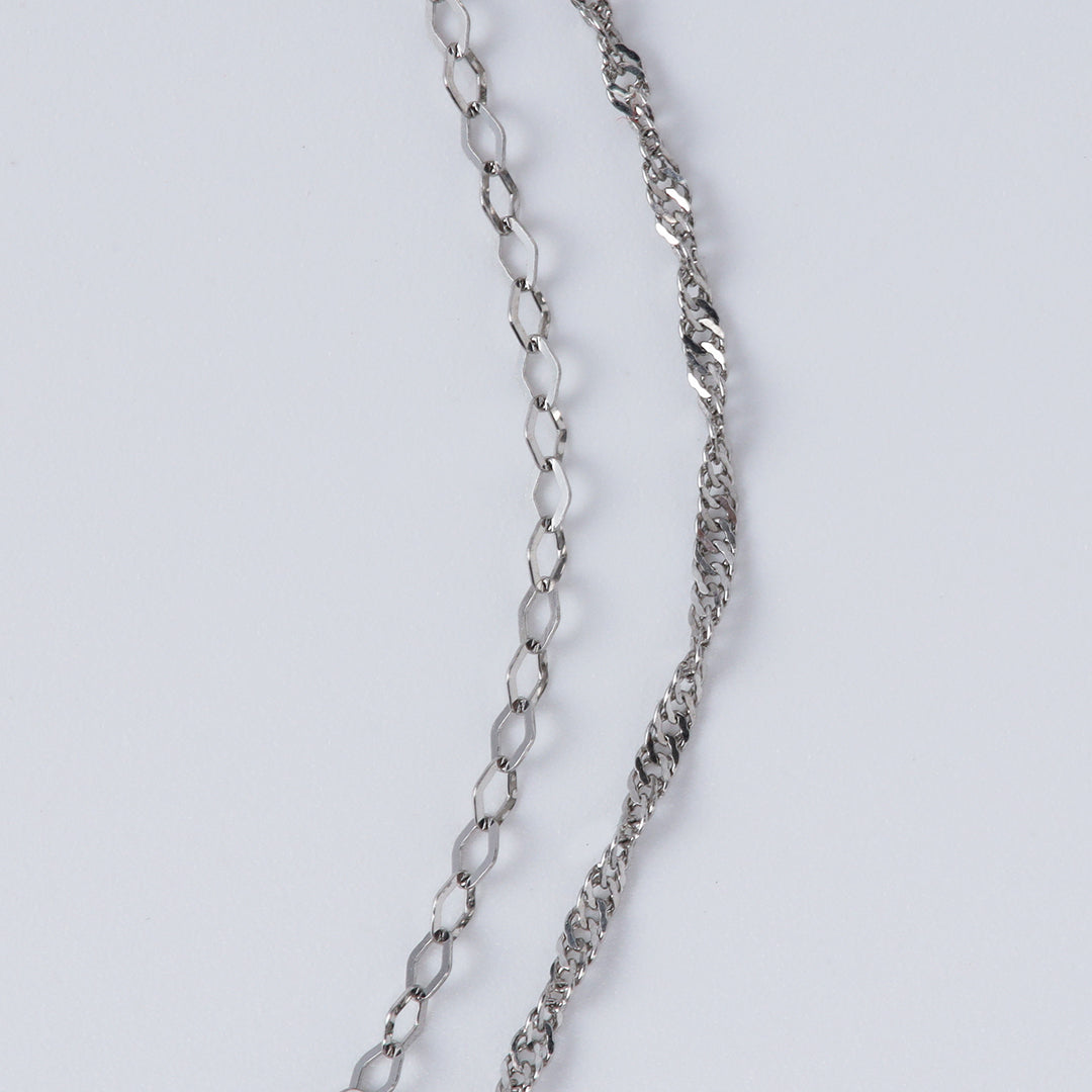 Pt850スクリュー×フラットダイヤチェーン2連ブレスレット