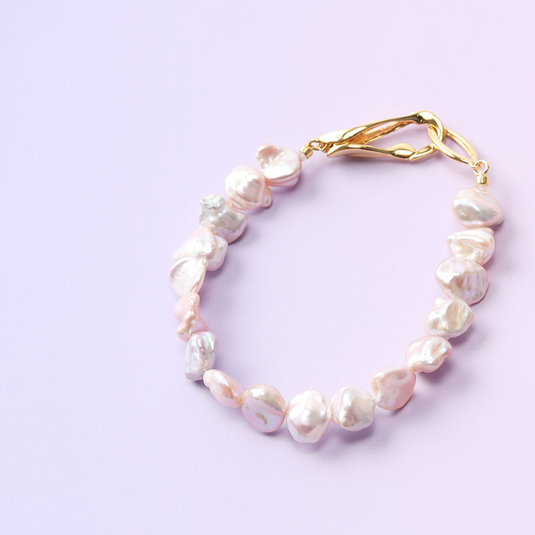 SV925淡水ケシパールブレスレットピンク