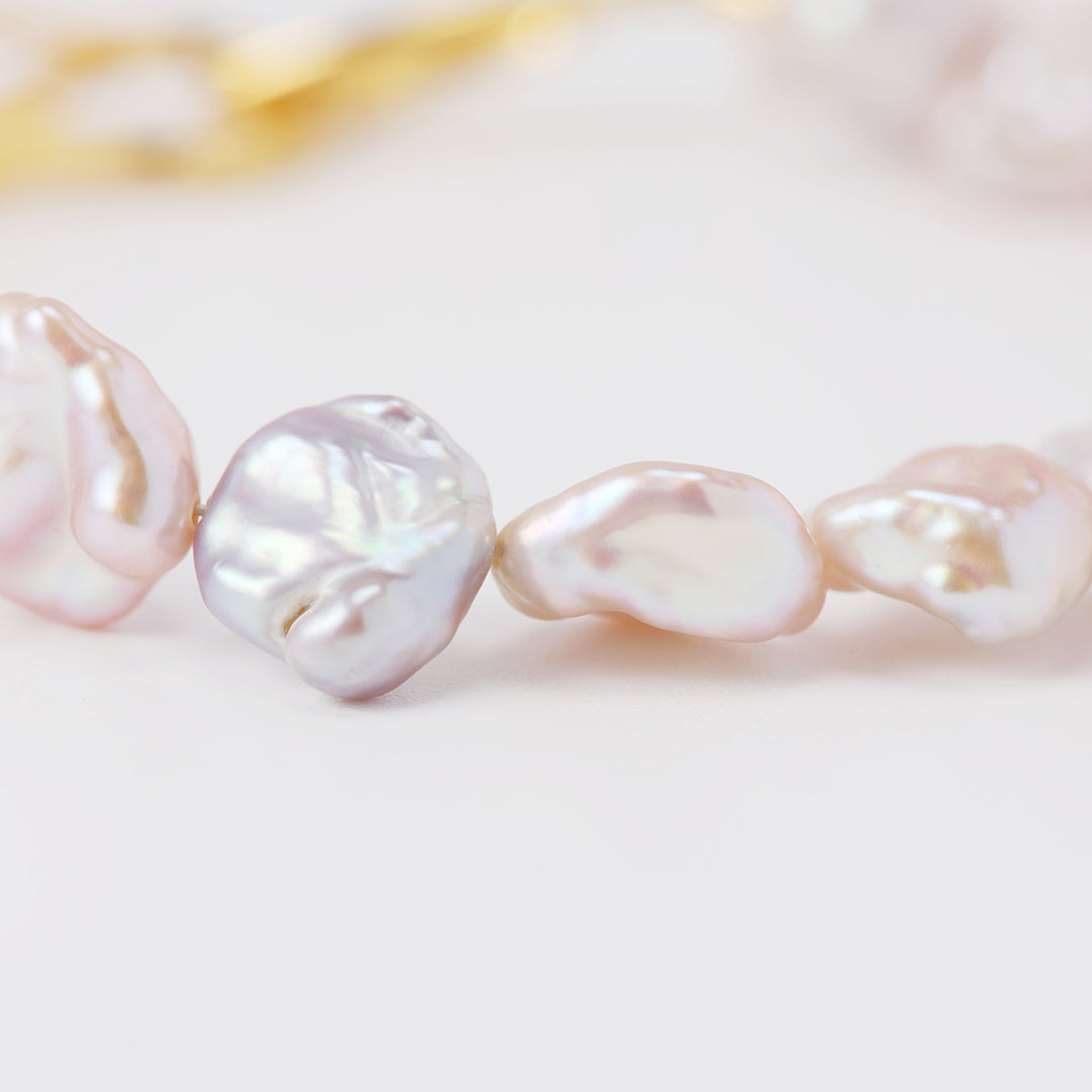 SV925淡水ケシパールブレスレットピンク