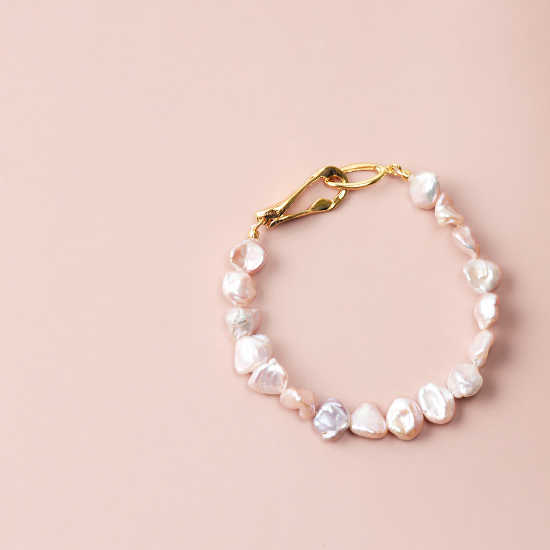 SV925淡水ケシパールブレスレットピンク