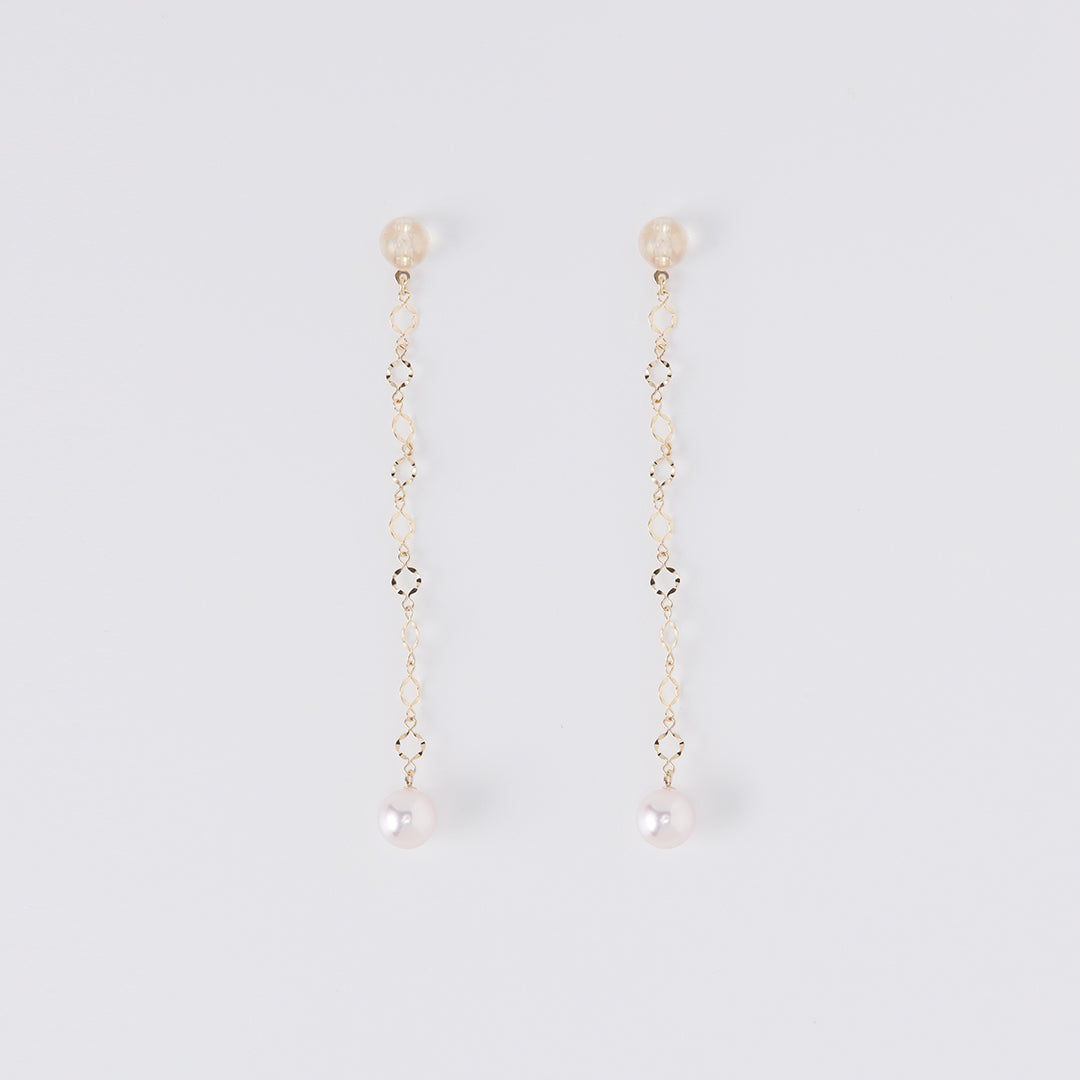 <NEW>K18アコヤパールレースチェーンピアスキャッチ