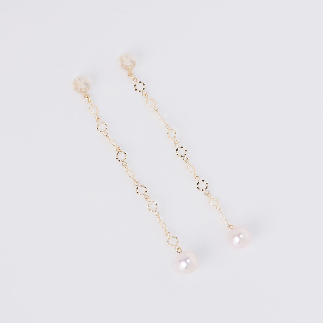 <NEW>K18アコヤパールレースチェーンピアスキャッチ