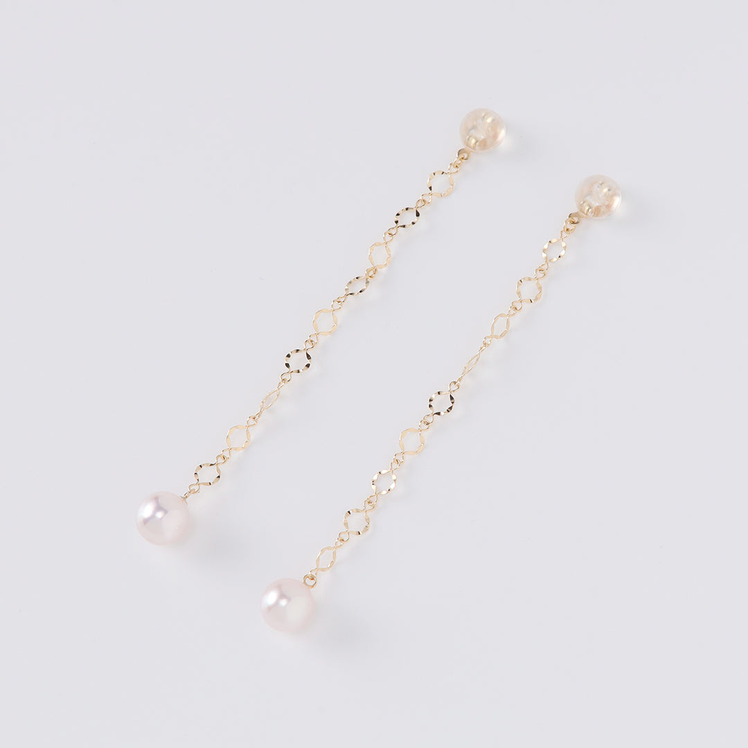 <NEW>K18アコヤパールレースチェーンピアスキャッチ
