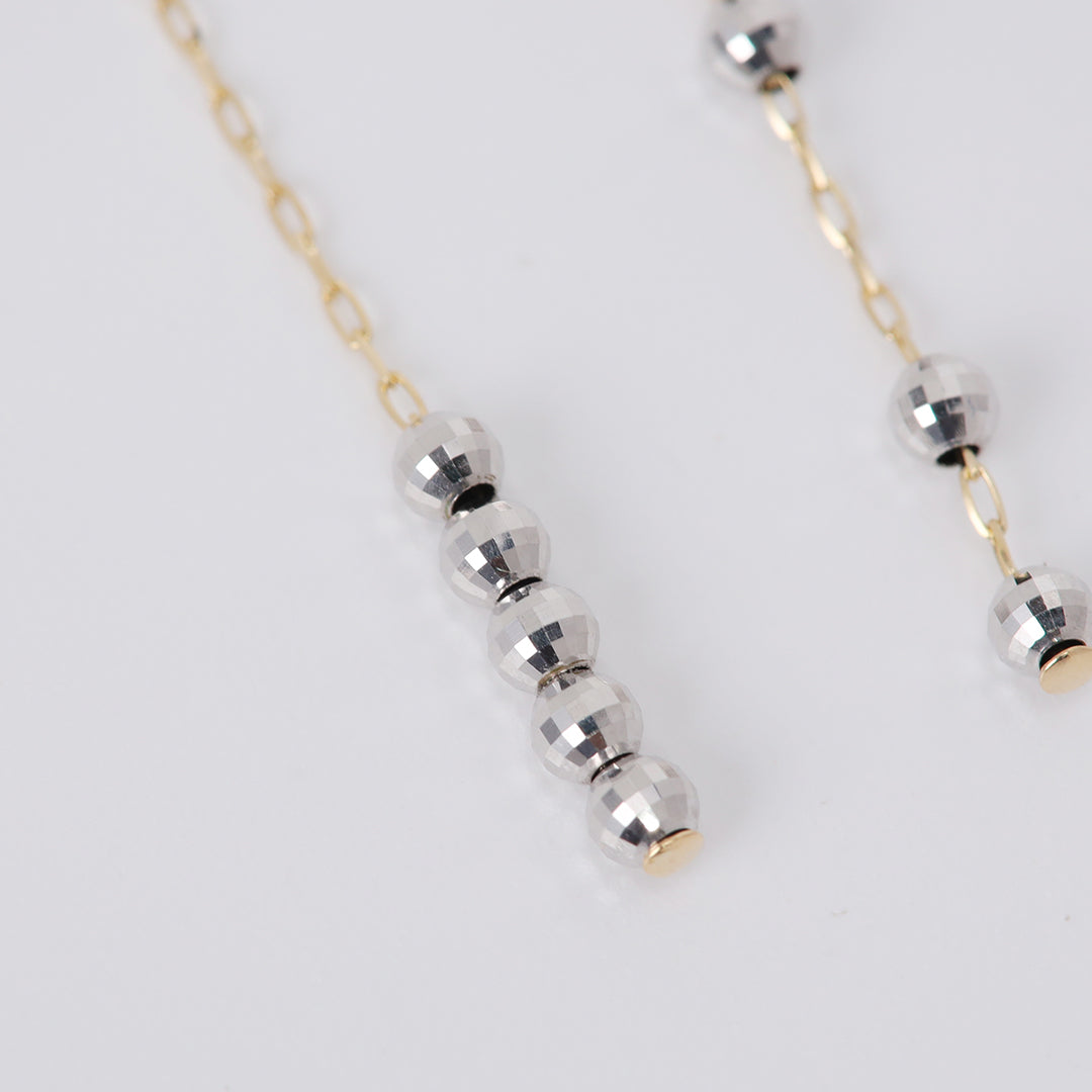 <NEW>K18コンビスライドミラーボールピアスキャッチ