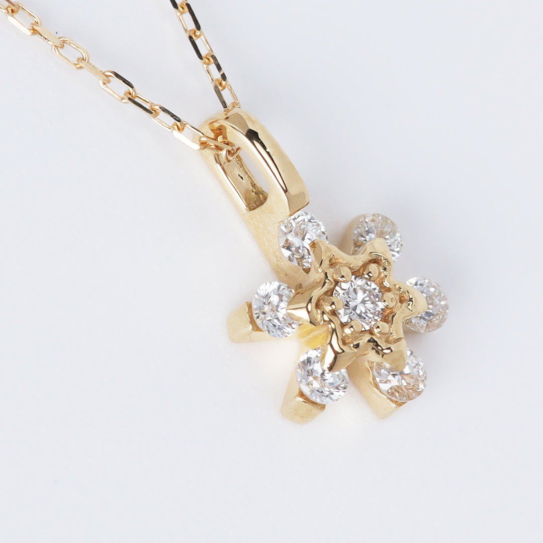 <クリスマス限定>【受注生産品】K18 フラワーダイヤモンドネックレスミニ