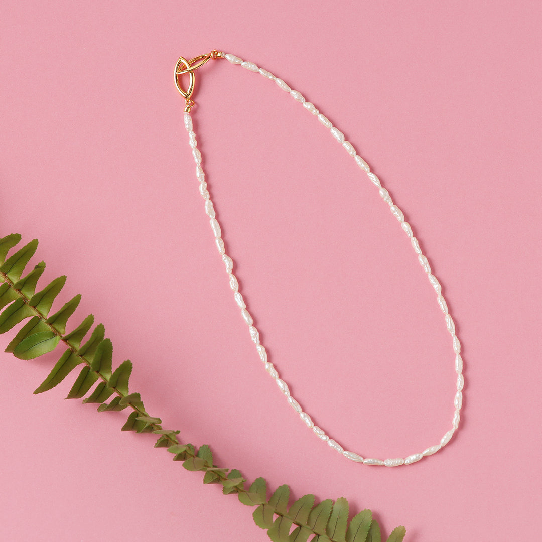 SV925淡水ライスパールチョーカーネックレス