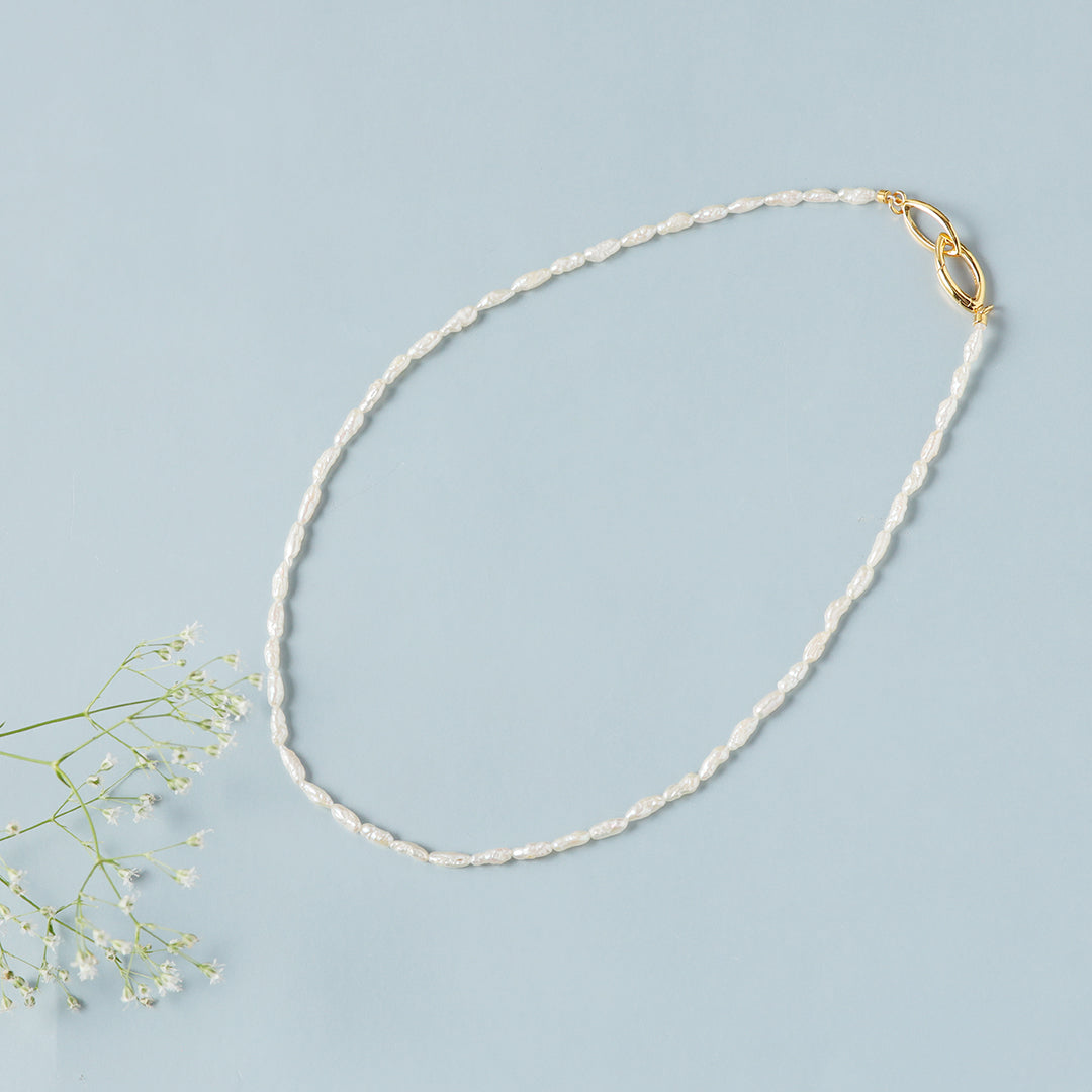 SV925淡水ライスパールチョーカーネックレス