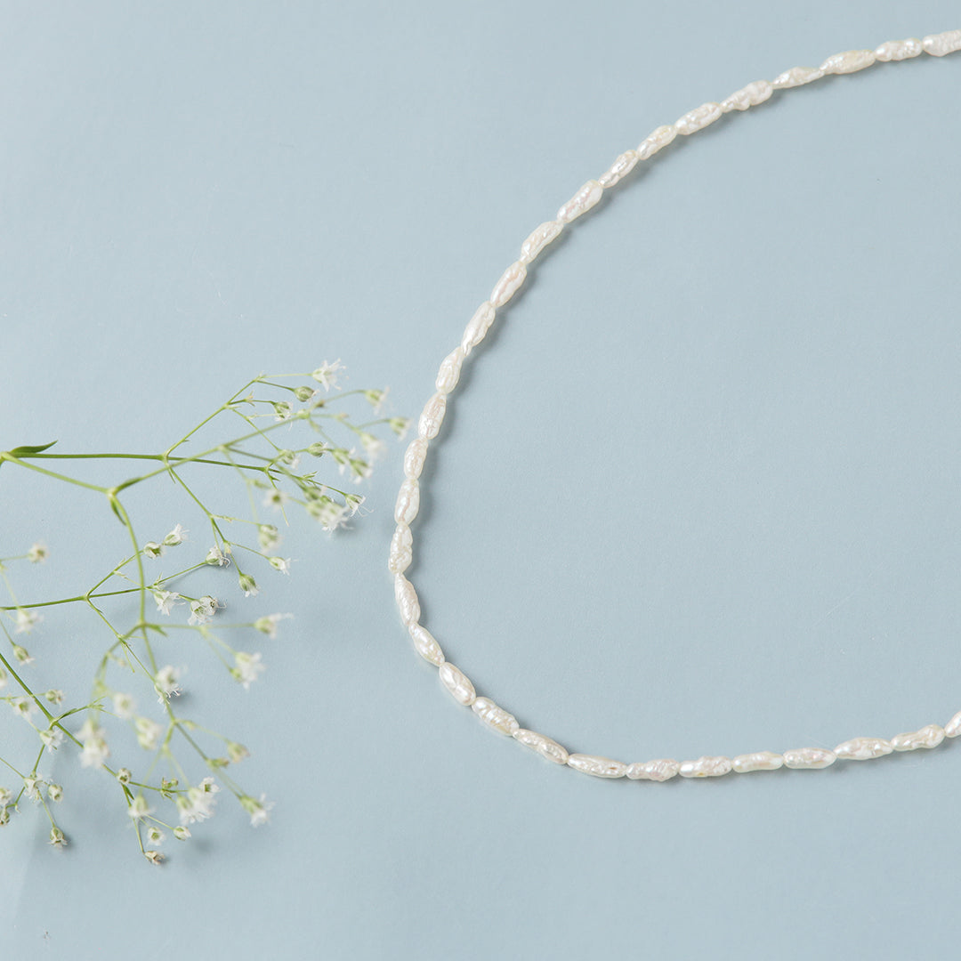 SV925淡水ライスパールチョーカーネックレス