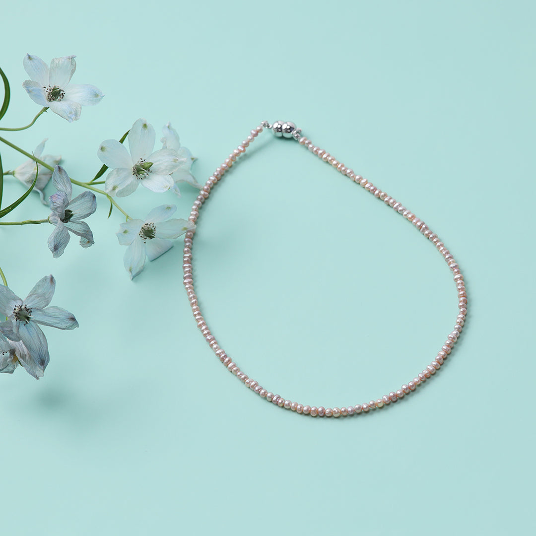 SV925淡水ピンクベビーパールネックレス