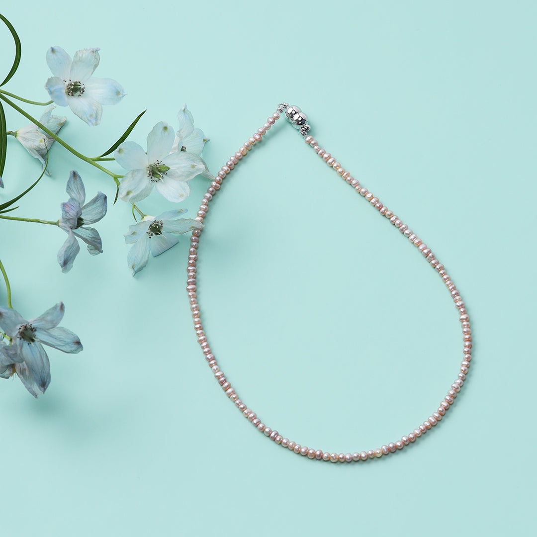 SV925淡水ピンクベビーパールネックレス