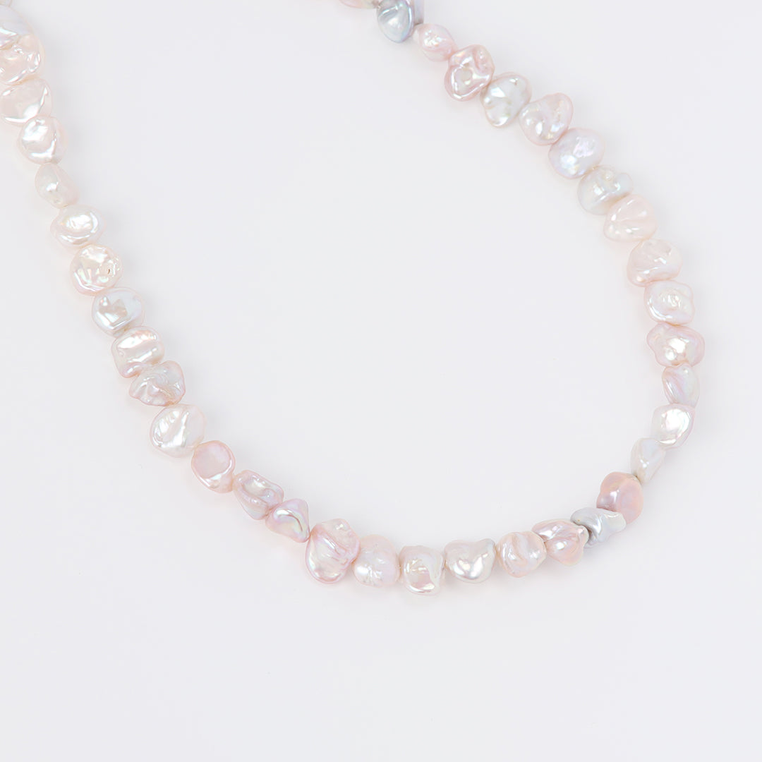 SV925淡水ケシパールネックレスピンク