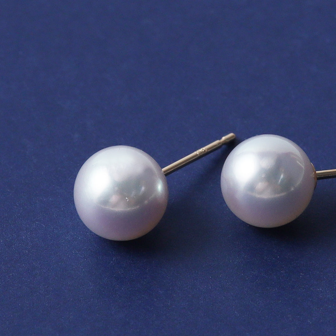 <NEW>K18アコヤパールナチュラルブルーピアス