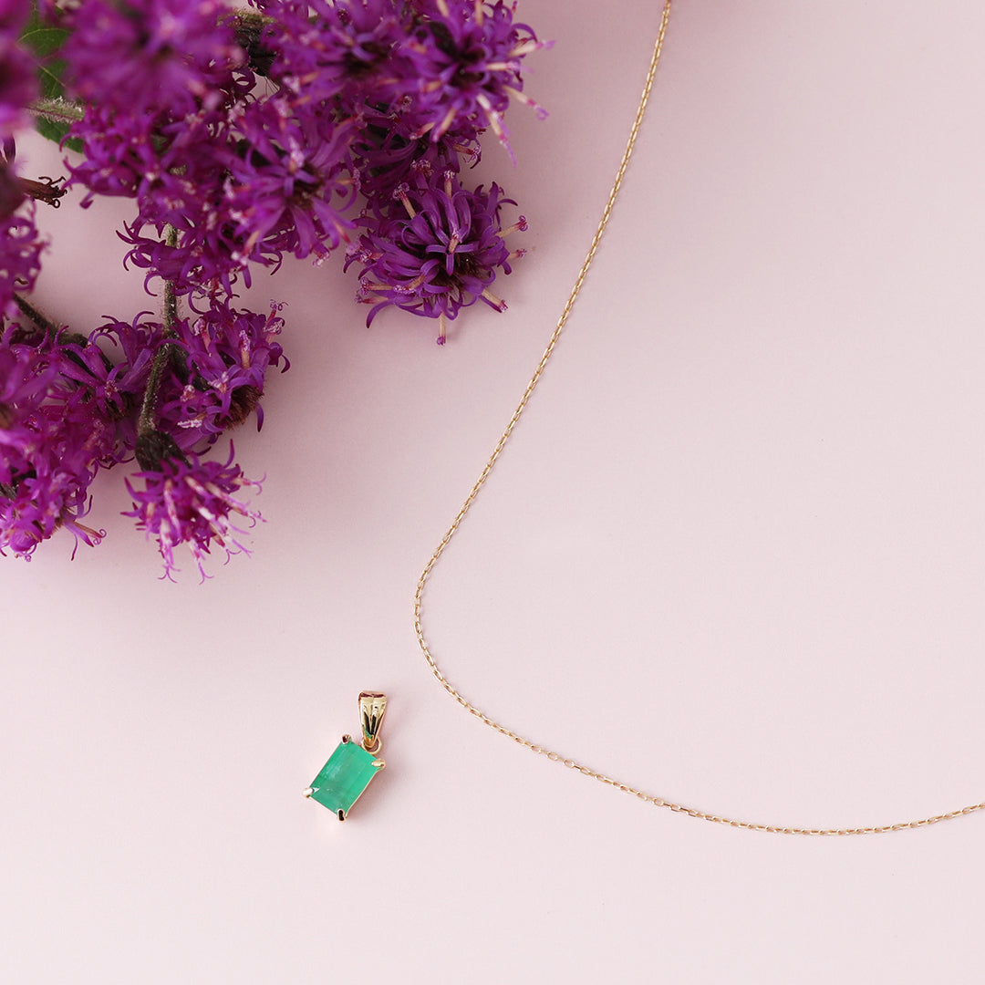 <NEW>K18スクエアエメラルドペンダントトップ