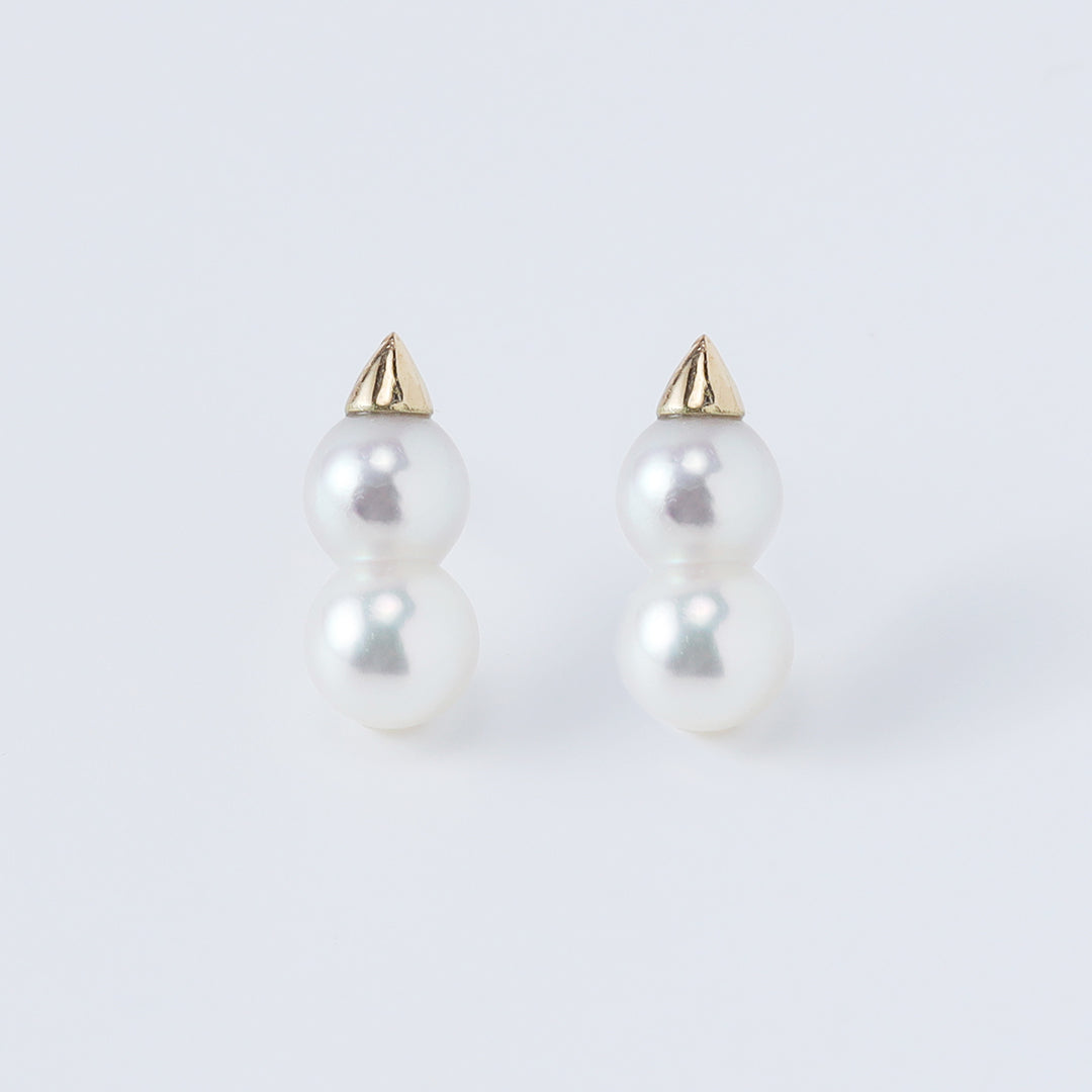 クリスマス限定＞【受注生産品】K18アコヤツインパール雪だるまピアス