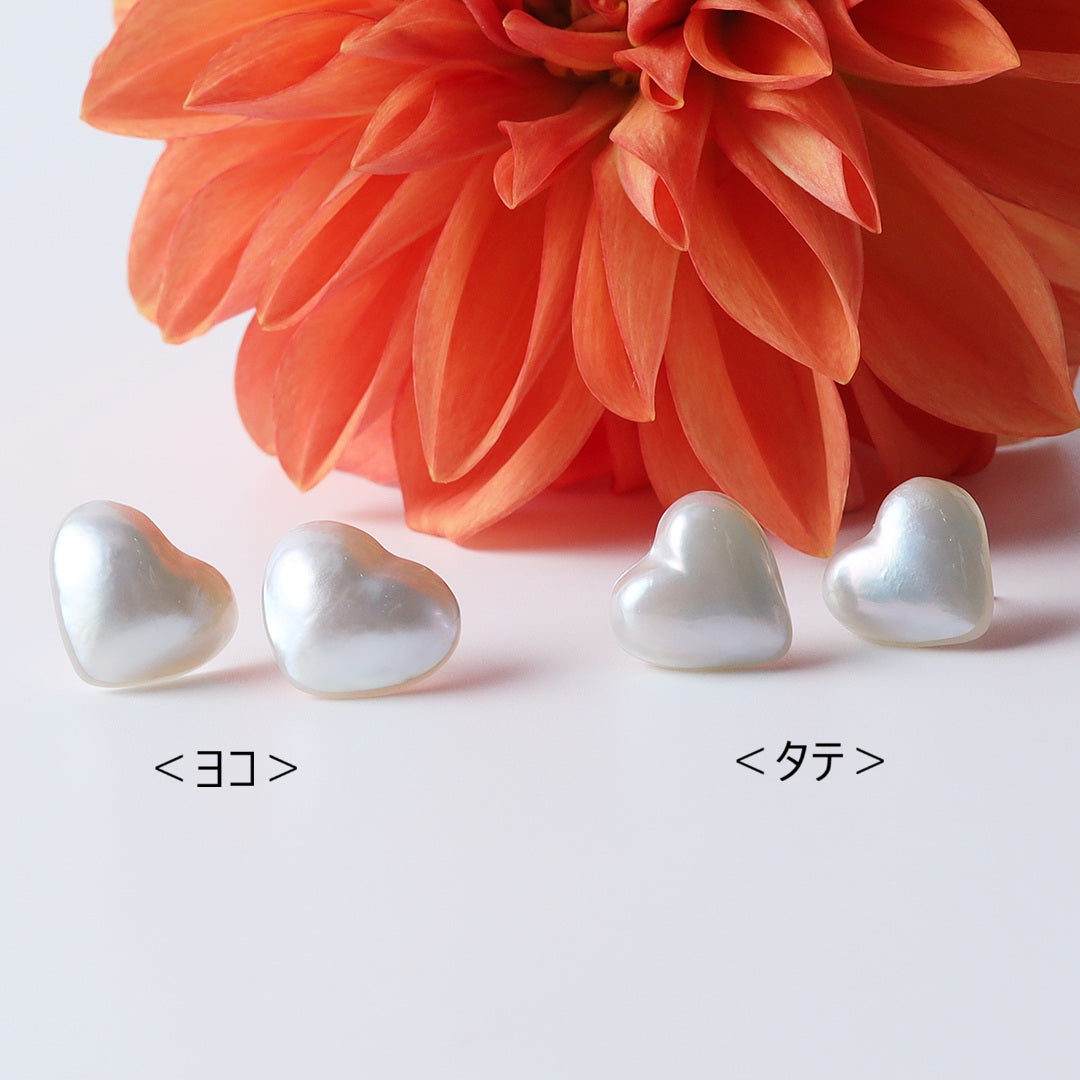 <NEW>K18ハート型マベパールピアス(タテ)