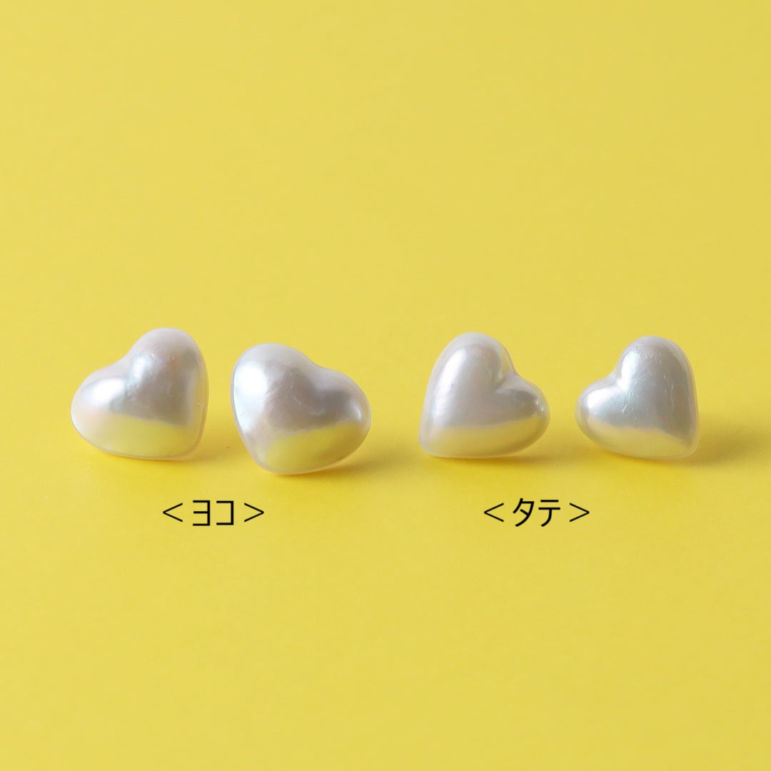 <NEW>K18ハート型マベパールピアス(タテ)