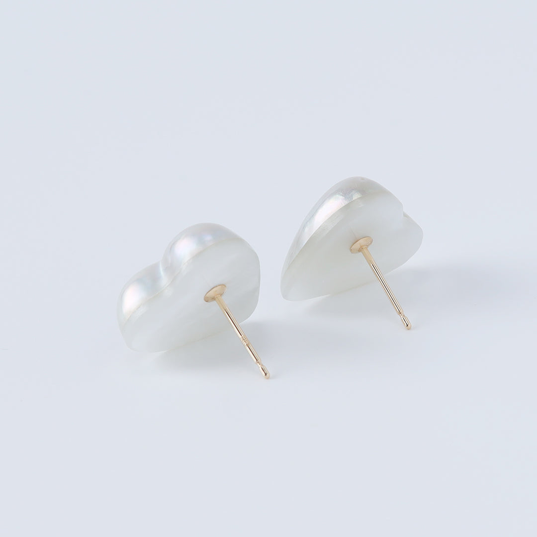 <NEW>K18ハート型マベパールピアス(タテ)