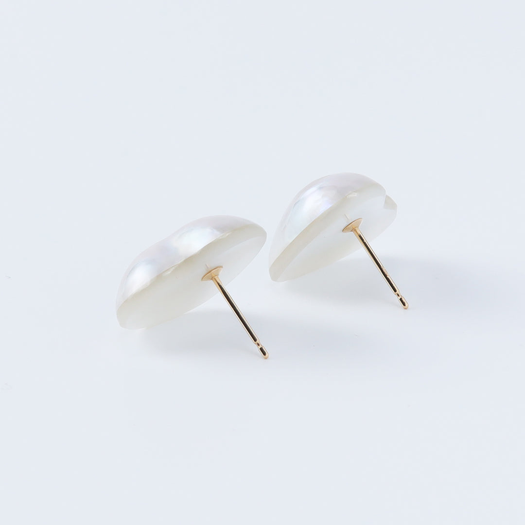 <NEW>K18ハート型マベパールピアス(ヨコ)