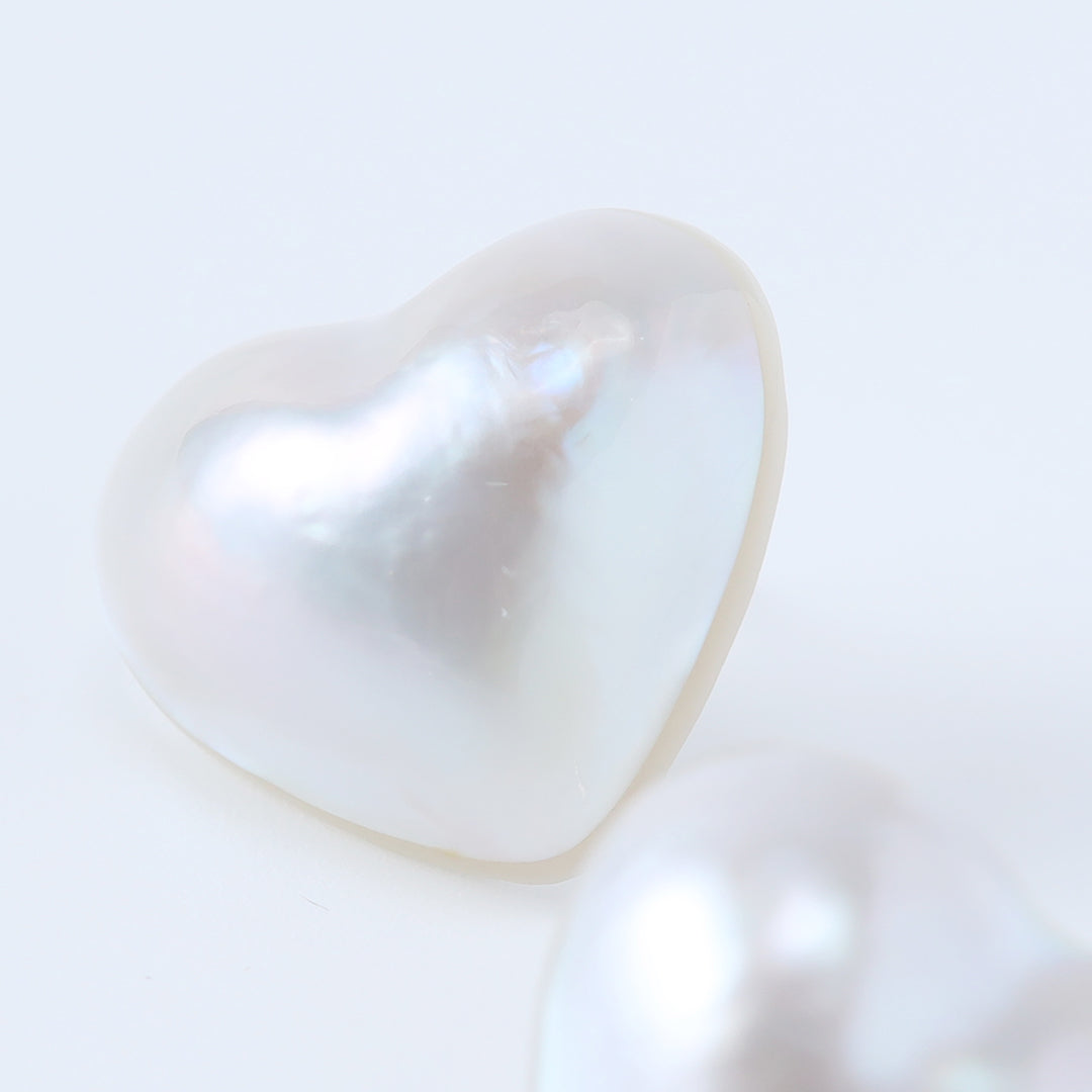 <NEW>K18ハート型マベパールピアス(ヨコ)