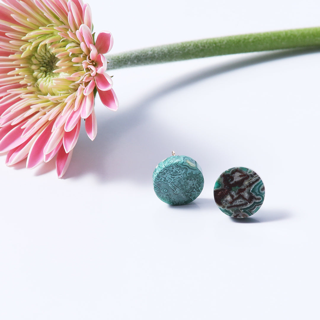 【一点物】K18クリソレースアゲートピアス