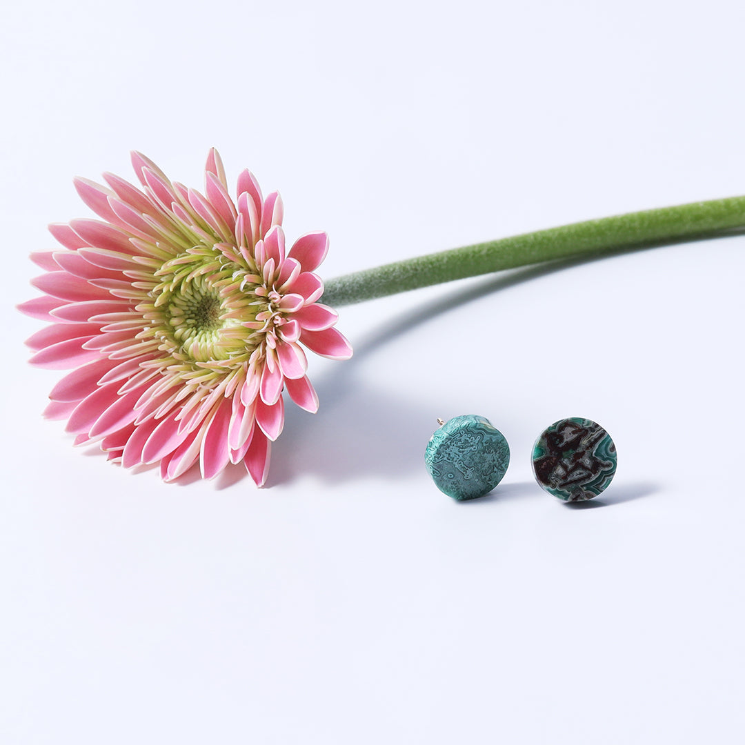 【一点物】K18クリソレースアゲートピアス