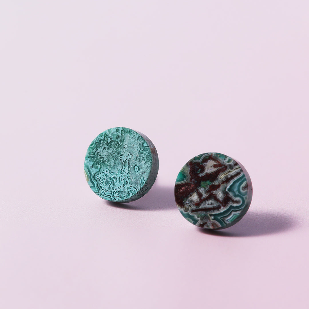 【一点物】K18クリソレースアゲートピアス