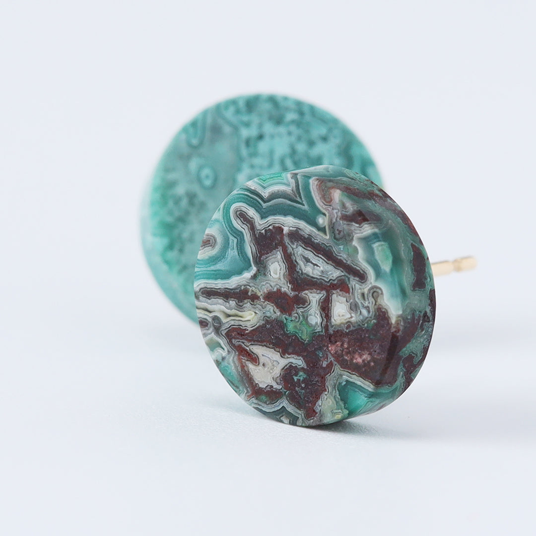 【一点物】K18クリソレースアゲートピアス