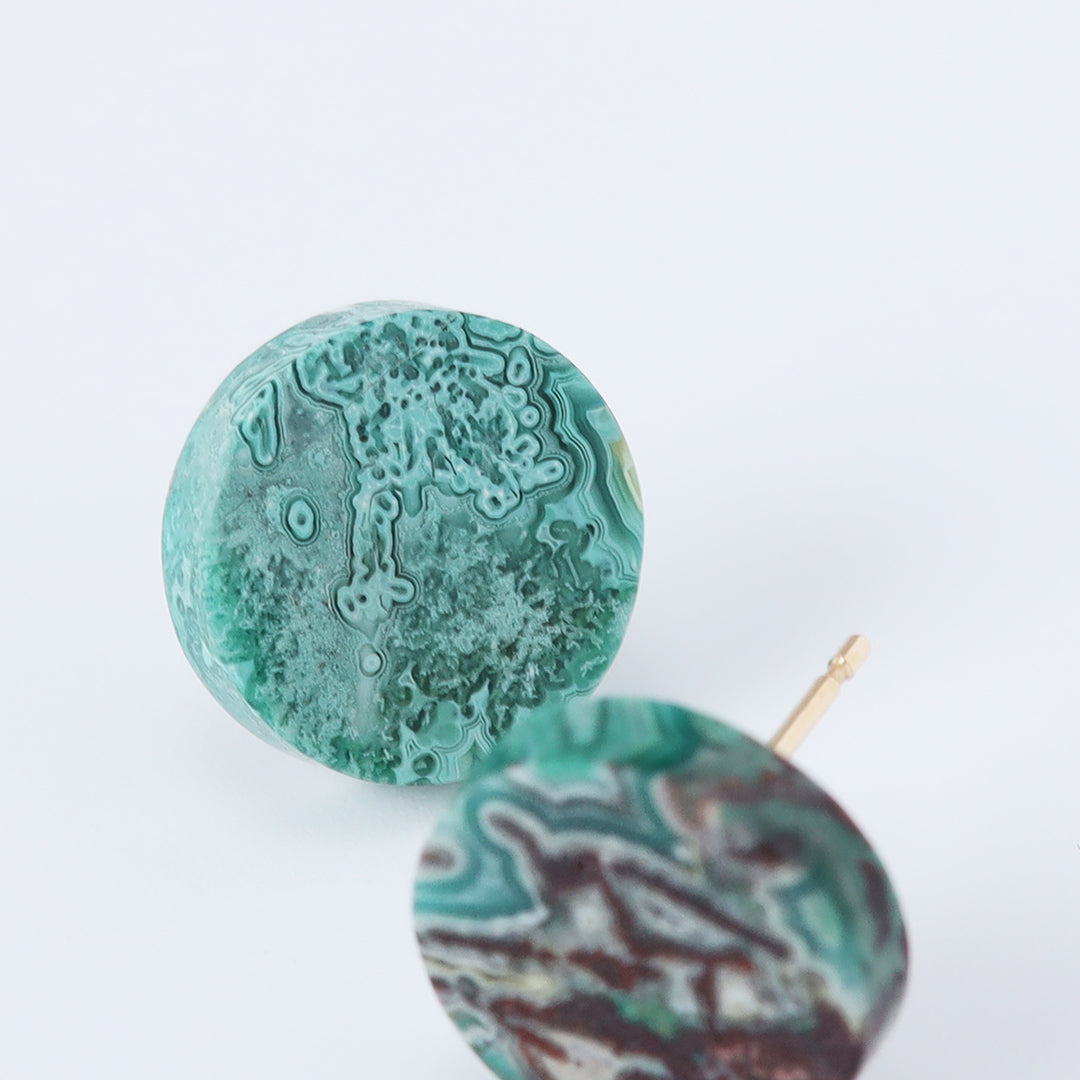 【一点物】K18クリソレースアゲートピアス