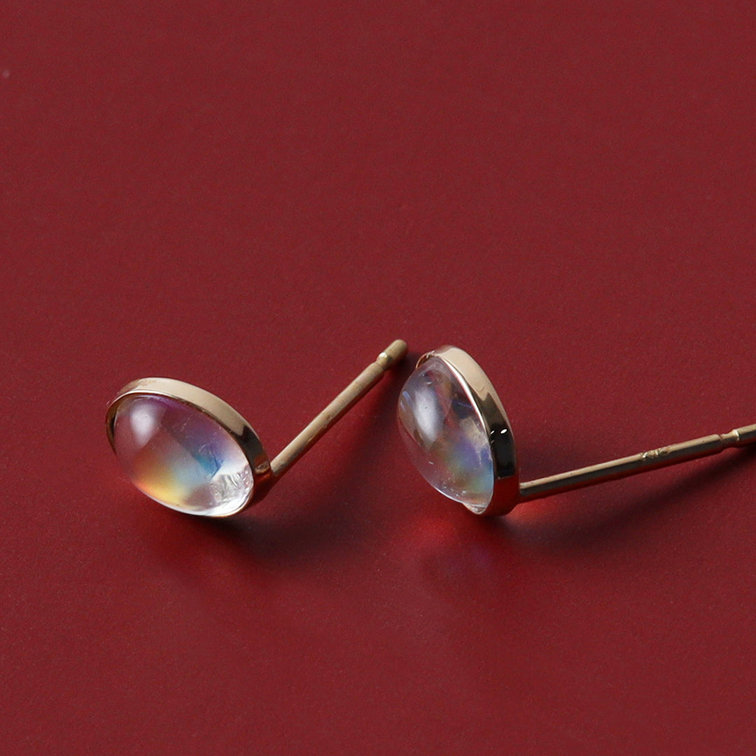 K18レインボームーンストーンオーバル小手巻きピアス