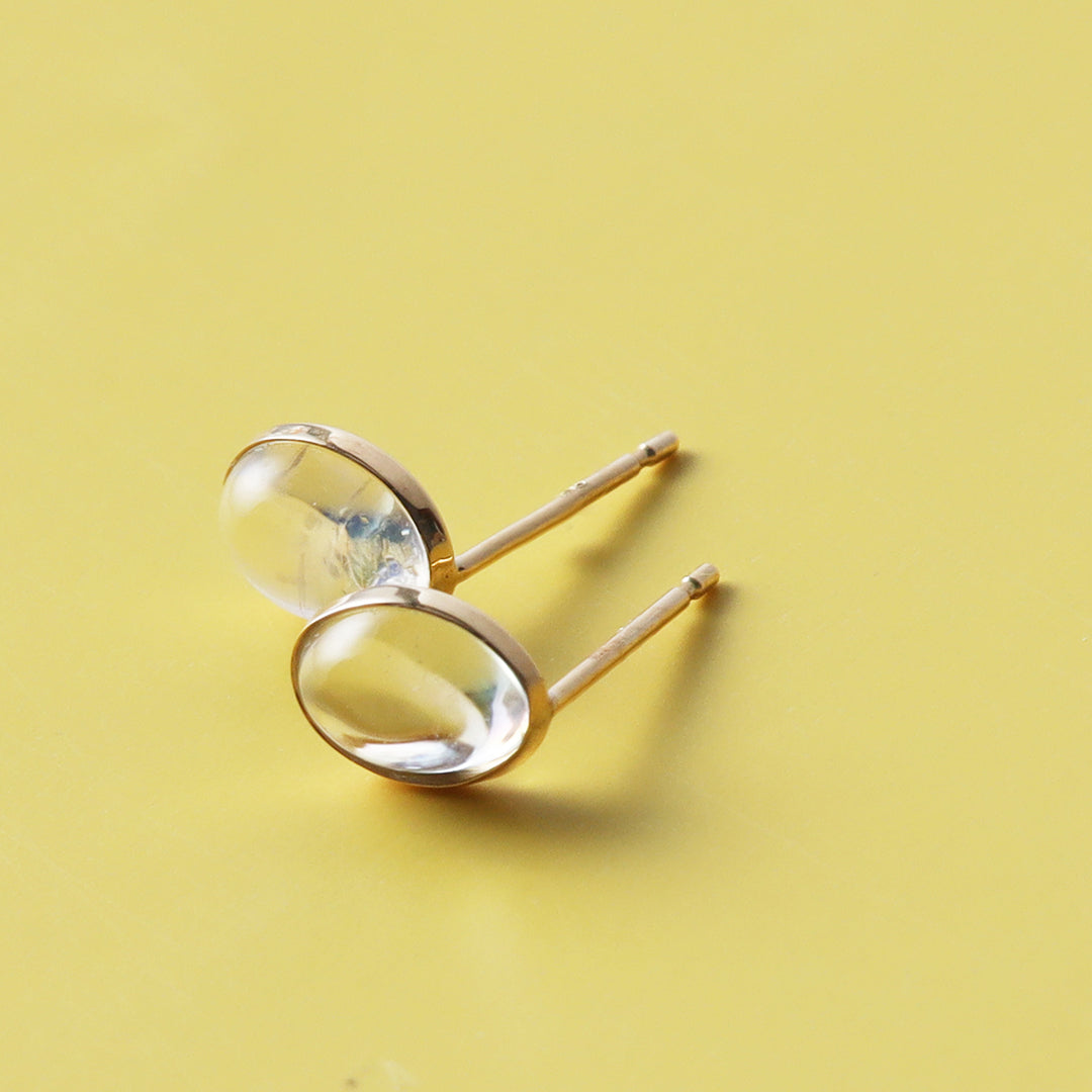 K18レインボームーンストーンオーバル大手巻きピアス