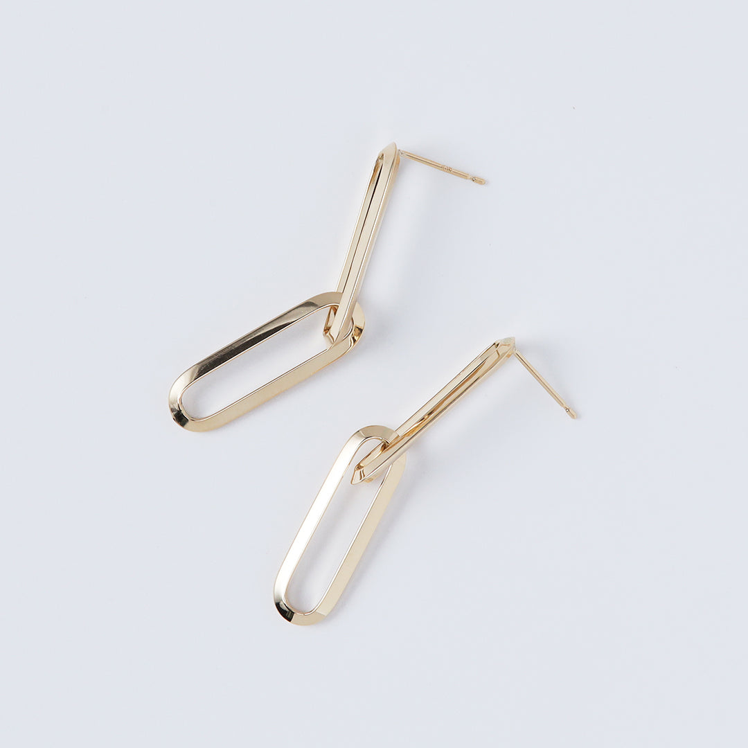 <NEW>K18ロングクリップピアス2コマ