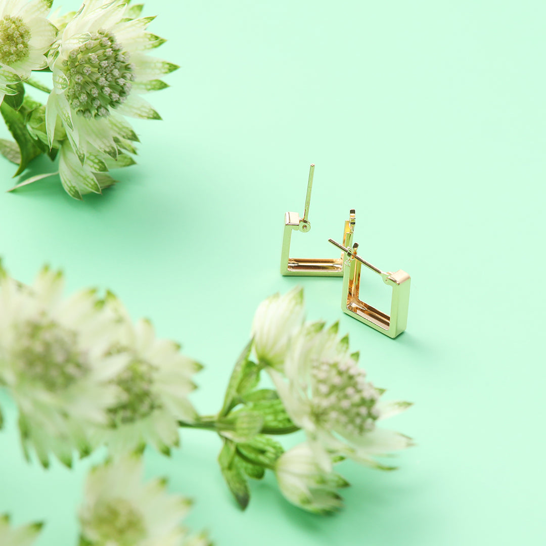 <NEW>K18スクエアフープピアス