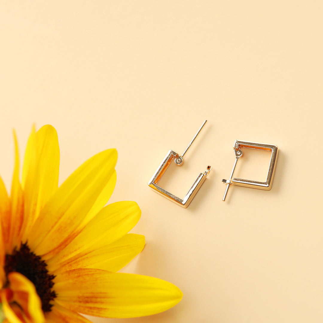 <NEW>K18スクエアフープピアス