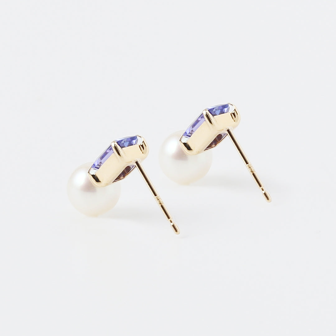 K18タンザナイト×アコヤパールピアス