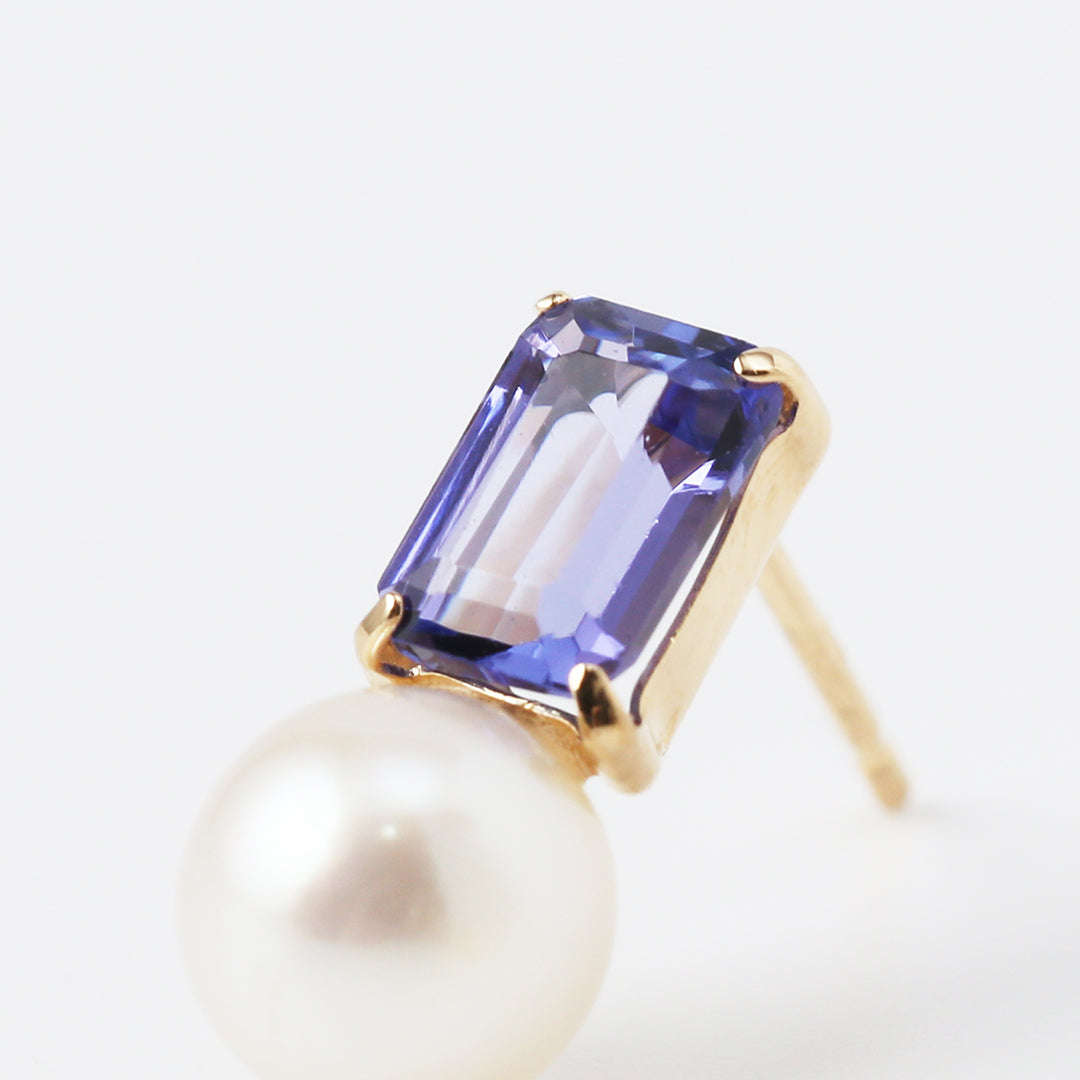 K18タンザナイト×アコヤパールピアス