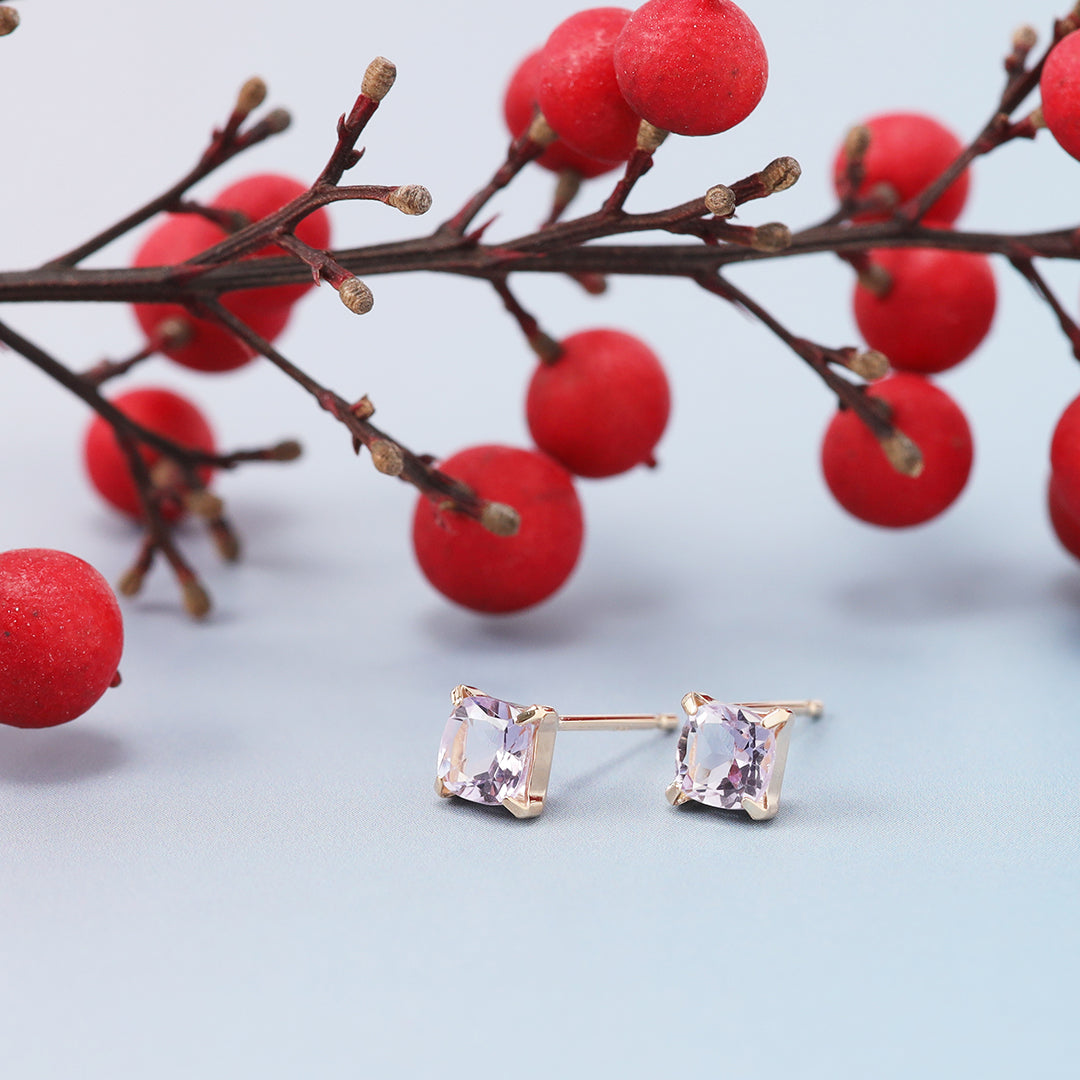 K18ローズアメジストクッションピアス